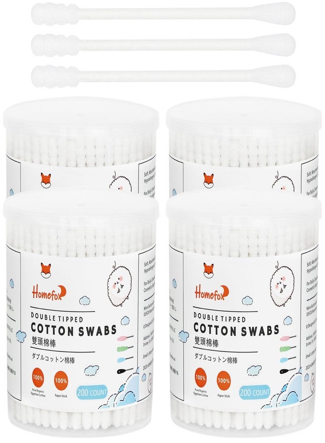 HOMEFOX Cotton Swabs Spiral - 800 Count Organic Cotton Buds Double Side Tightly Wrapped Cotton Tips Paper Stick Soft Gentle Lint-Free Cruelty-Free, Round & Spiral (White) - Image 1